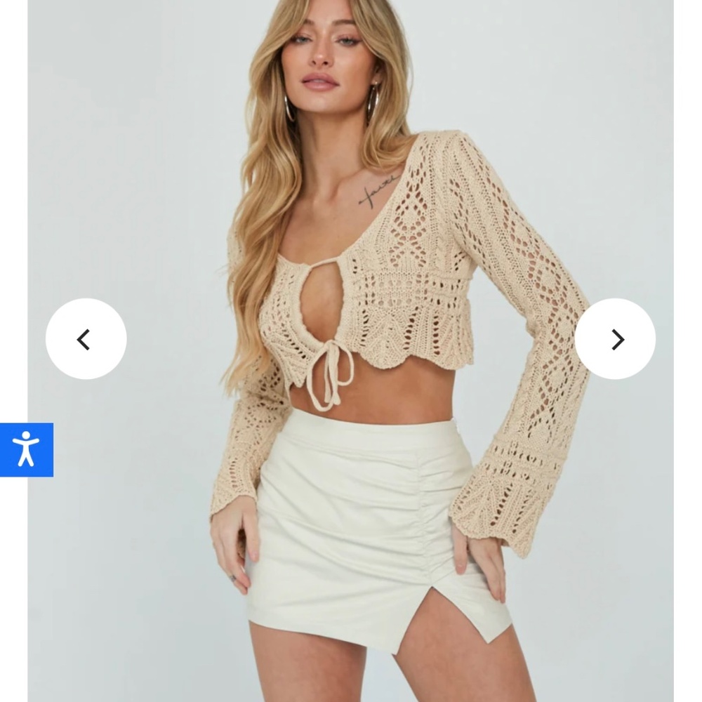 American Threads white faux leather skort XS